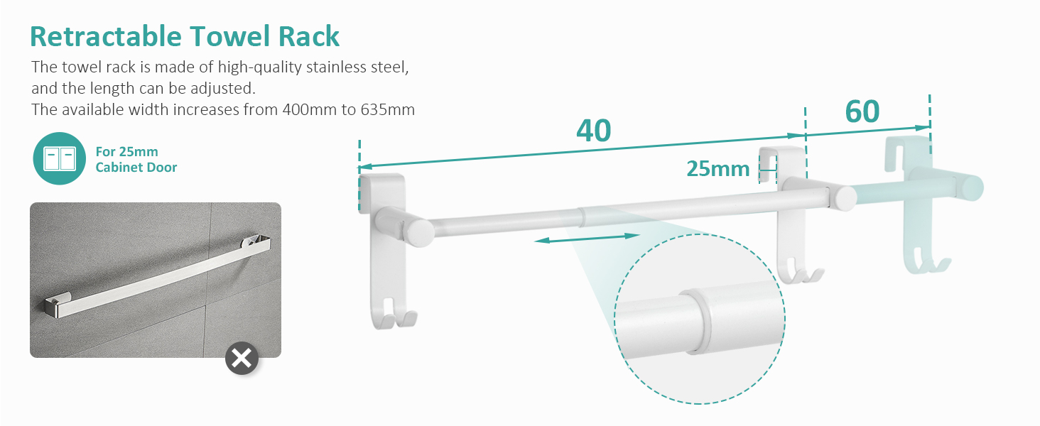 EMKE Retractable Towel Rail, Bathroom Over the Door Hanging Towel Rack