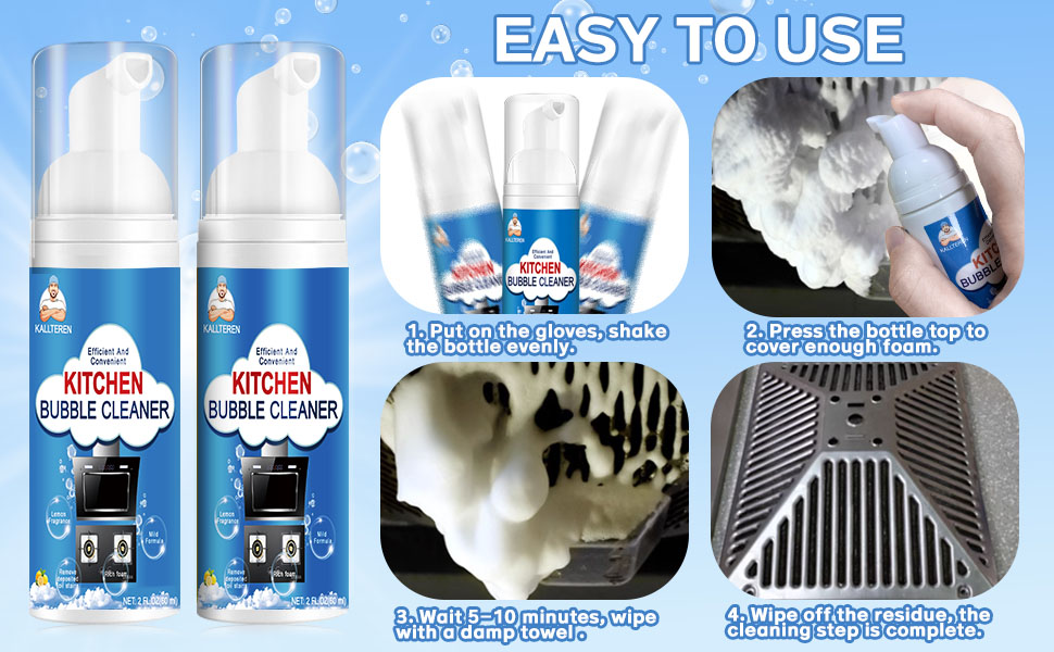 Bubble Cleaner Foam, 2 Pcs All-Purpose Cleaner Spray, Degreaser Cleaner Heavy Duty Kitchen