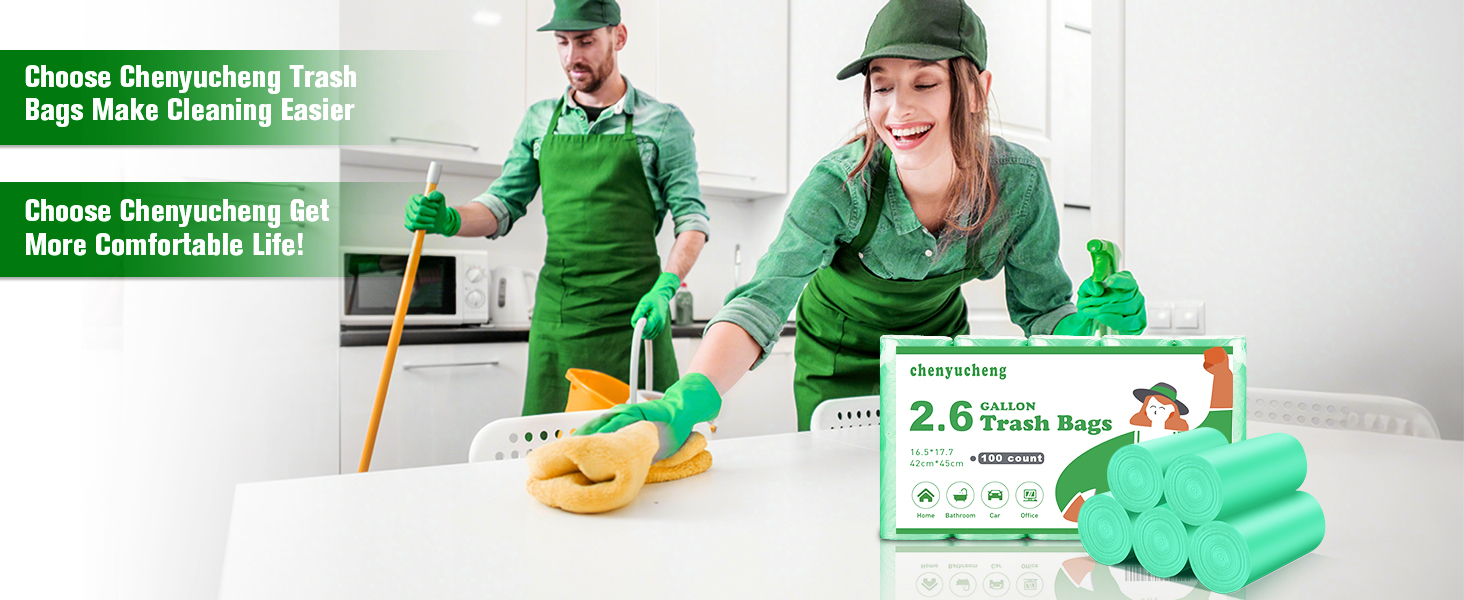 2.6 gallon green trash bags
