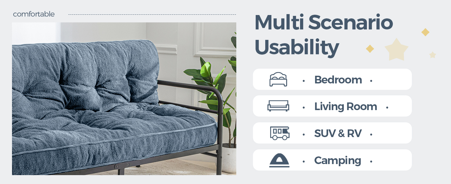 MAXYOYO 6" Futon Mattress Queen Size, Thick Boucle Futons
