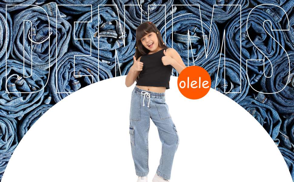 Camila Cargo Denim Pant for Girls Kids