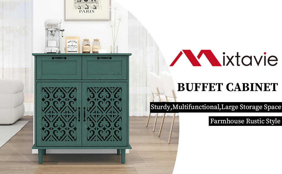 Accent with 2 Doors 2 Drawers Kitchen Storage