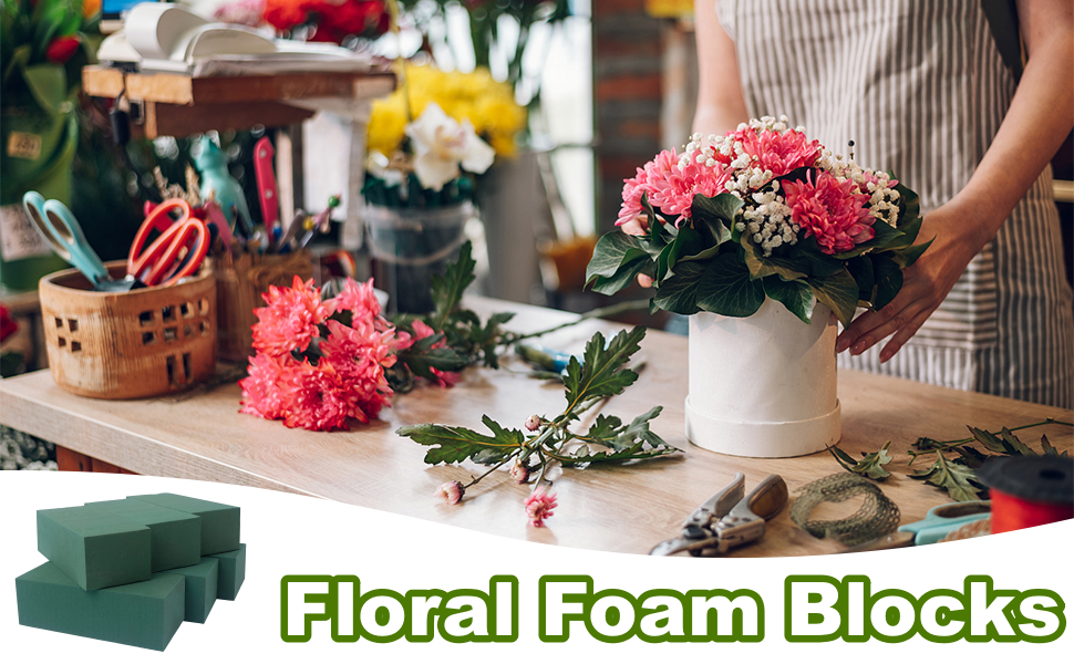 Pack of 6 Floral Foam Blocks, Green Fake Plant Bricks Dry and Wet Floral Foam Blocks Styrofoam