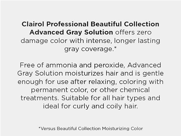 Advanced Gray Solutions, Semi-Permanent Hair Color with Gray Coverage for All Hair Textures Clairol