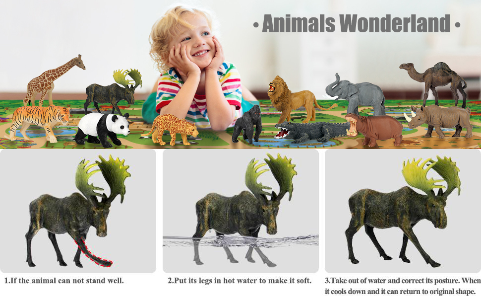 skisopet 30PCS Safari Animals Figures Toys Realistic Jumbo Wild Zoo Animal Figurines Plastic African Jungle Animals Playset for Kids Toddlers, with Tiger Lions, Elephants, Giraffes, Educational Toys 17 Animals Figures Toys