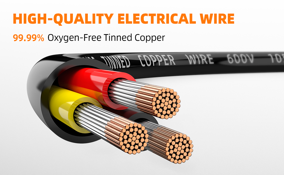 high-quality electrical wire made with 99.99% oxygen-free tinned copper