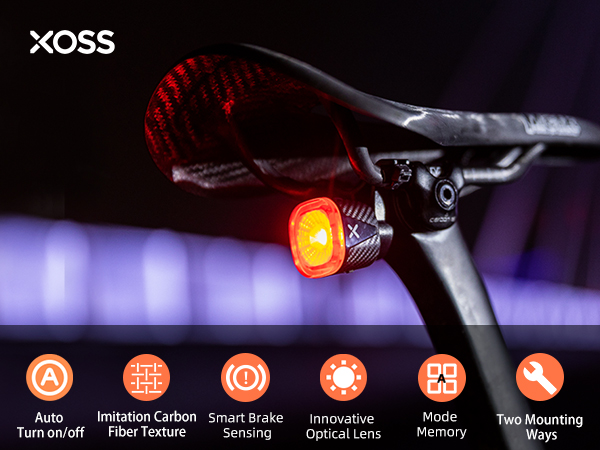XOSS XR01 Smart Bike Tail Light, Rechargeable USB-C Bike