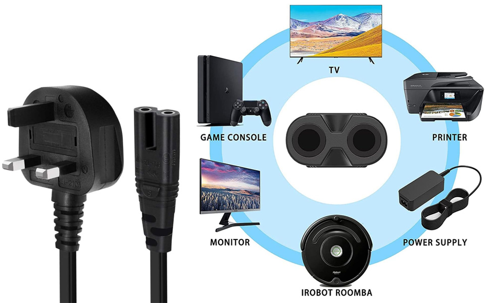 2pcs 10A AC Power Cord 4ft for Sony PS3 Slim / PS4 Slim / PS5, Xbox