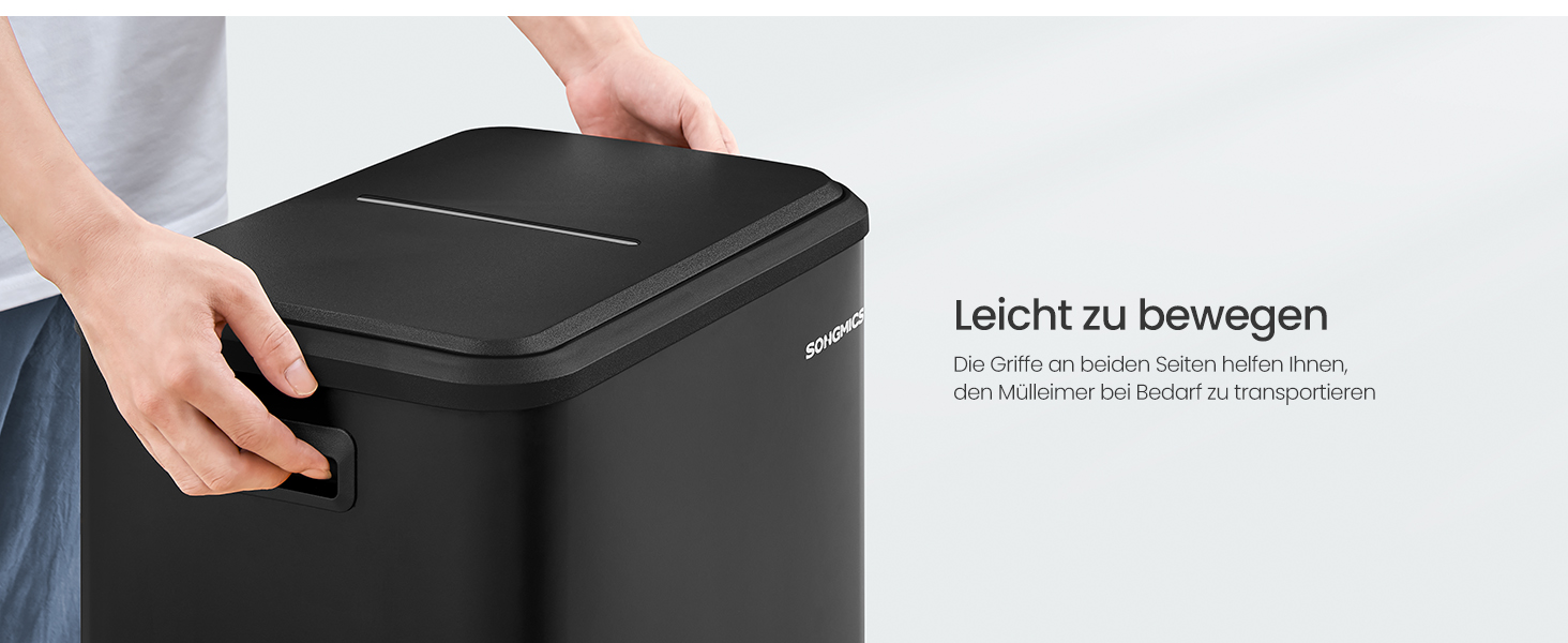 Kuchynský odpadkový kôš SONGMICS, 2 x 15 l, oceľ, čierna farba