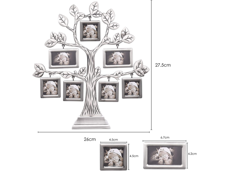TRIXES Family Tree Photo Frame Multi Picture Frame Tree with 7 Detachable Hanging Frames