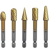 NordWolf 5-Piece Rotary Burr Carving Rasp Files Set, with 1/4