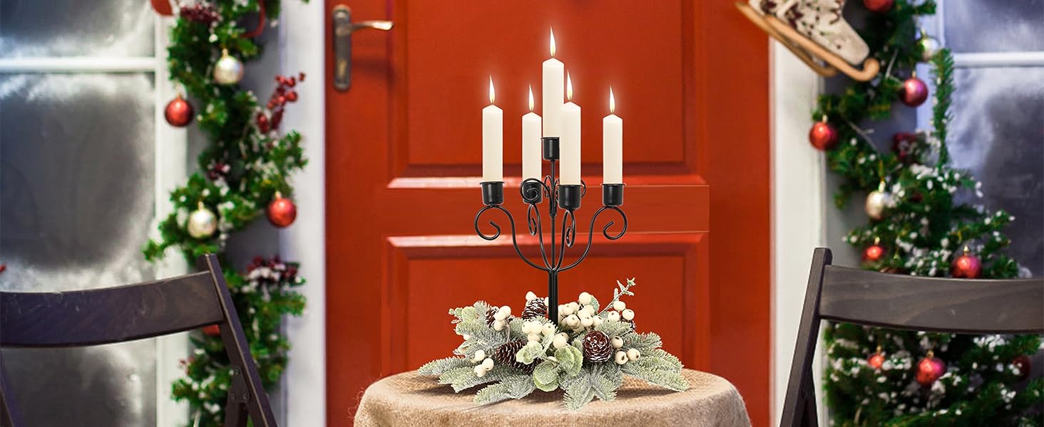 RoseCraft Black Christmas Candle Holder, Christmas Table