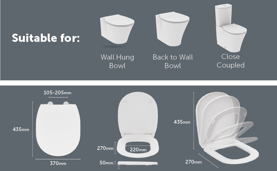 Toilet Seat Ideal Standard Concept or Connect Original Slim Toilet Seat, E772501, White
