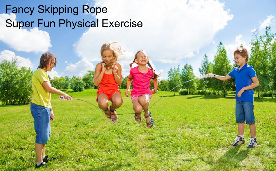 Children skipping rope  Multiplayer rope skipping