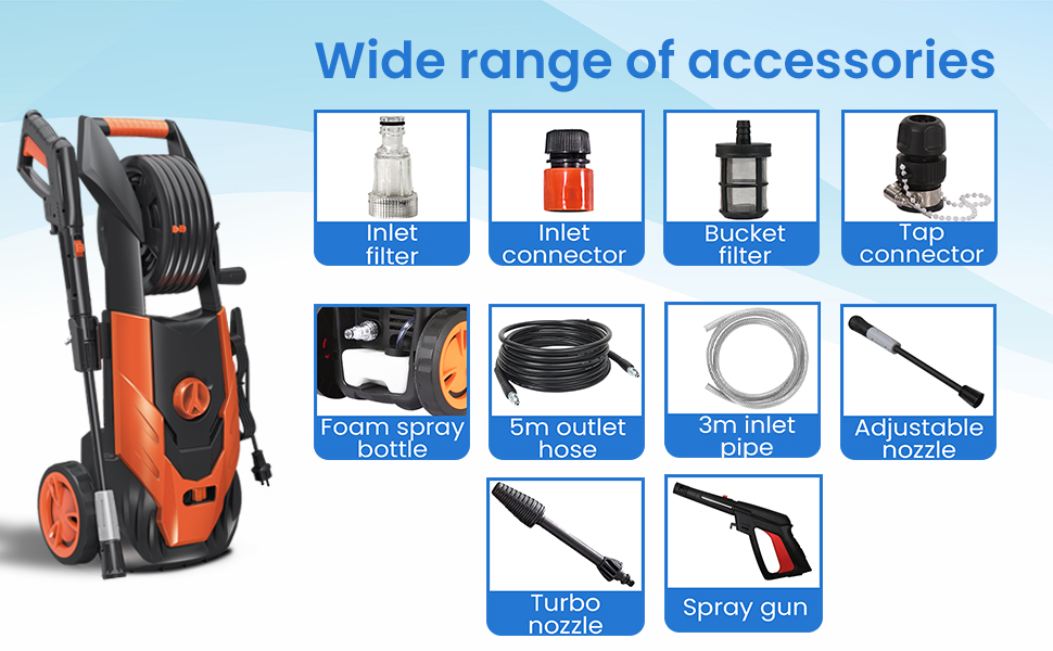 AGARO Royal High Pressure washer, 1800 Watts Motor accessories