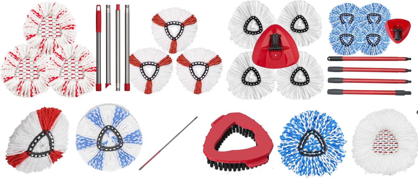 Spin Mop Replacement Handle & Base Mop Stick Compatible with Vileda/O