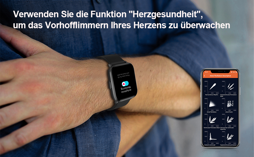 VOGHERB Smartwatch Fitness Tracker Uhr 1.3" HD Voll Touchscreen Damen