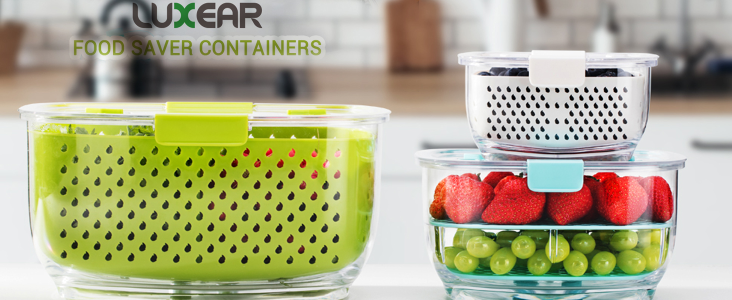 Fresh Containers,LUXEAR Vegetable Fruit Containers with Fresh Vent