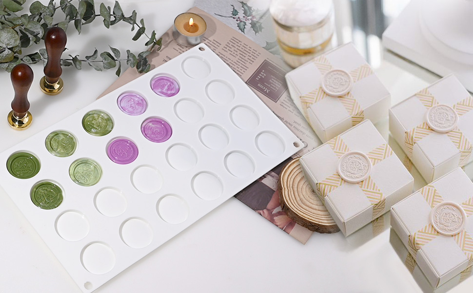 Silicone Mat for Wax Seal Stamp, Actvty 24 Cavity Round Wax Sealing Pad