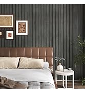 STICKEEP Grey/Black Wood Slat Wallpaper Peel and Stick Wood Slat Wall Panel Vinyl 17.71