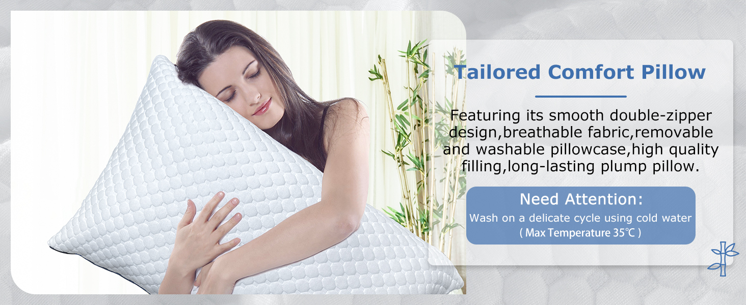 Comfortable Cooling Pillow with removable and washable zippered pillow cover