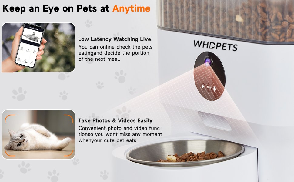 Automatic Cat Feeders with Camera, WHDPETS 5L Auto Pet