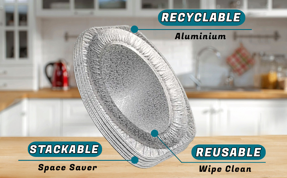 JMS we create smile (Pack of 10) Large Disposable Serving Platter Foil