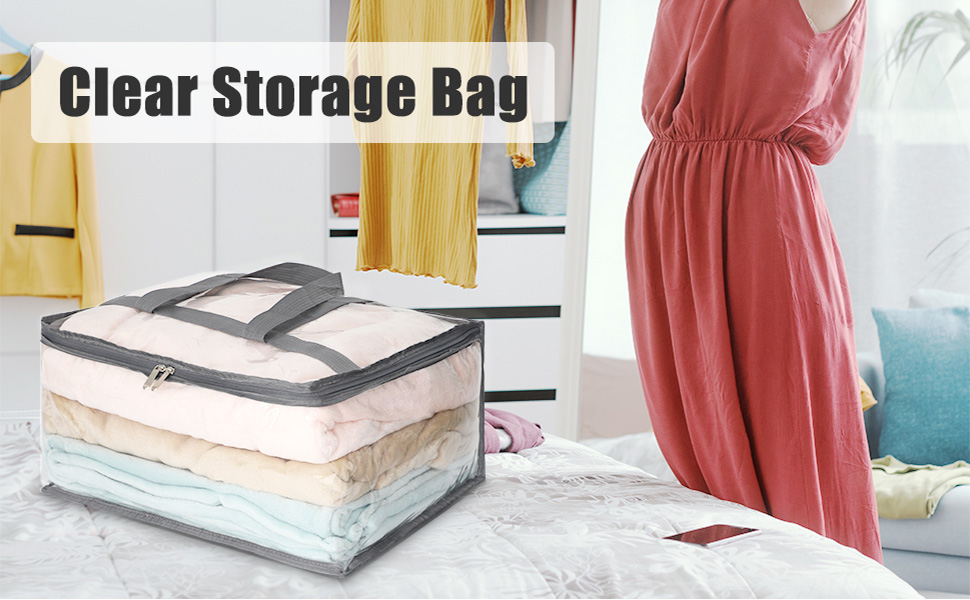 Fixwal 2 Pack Clear Clothes Storage Bags Vinyl Organizers