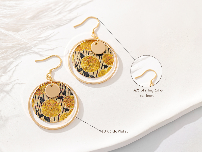 925 sterling silver ear hook, 18K gold-plated surface