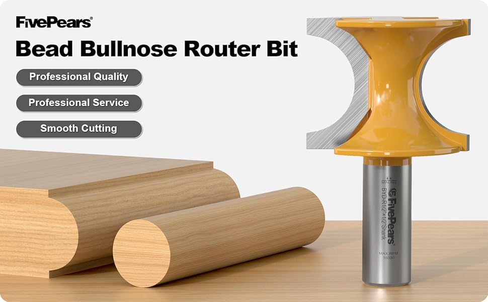 Fivepears Bullnose Router Bit Set 1/2 Shank, Half Round Router Bits for