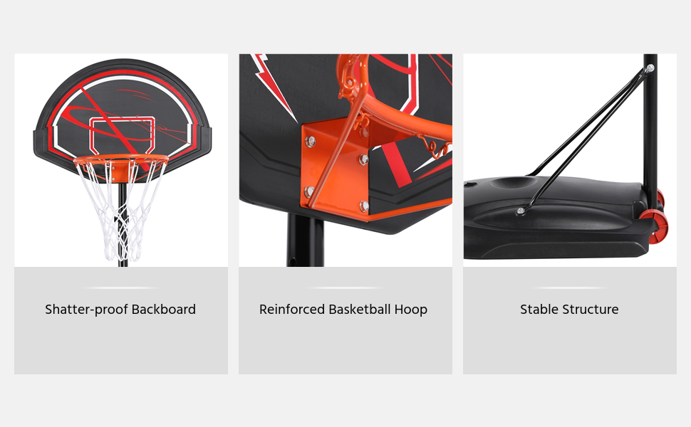 Yaheetech Portable Basketball Hoop, Height Adjustable Basketball Stand