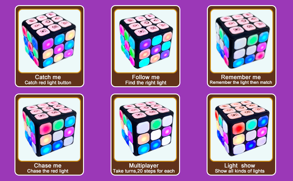 Kidbro Light Up Galaxy Cube Game Flashing Handheld Simon