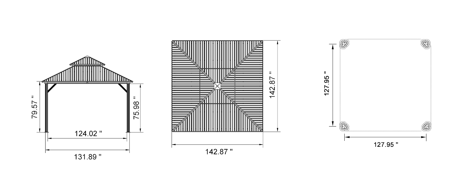 PURPLE LEAF 12' X 12' Permanent Hardtop Gazebo Outdoor