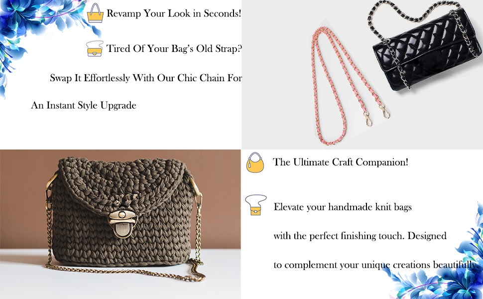 Strap for Purse, Crossbody Bag, Shoulder Bag, Replacement Bag Strap with,Crossbody Chain