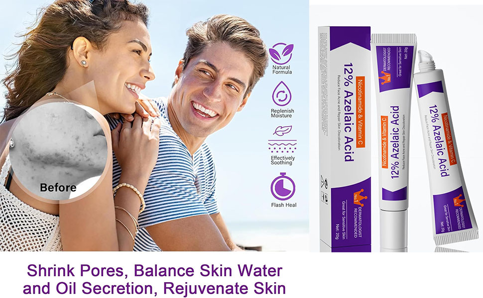 FUNI Azelaic Acid Serum, Booster 12% Azelaic Acid Cream, Hyaluronic Acid Serum & Niacinamide for Face, Facial Cream, Balance Excess Sebum,Smoothing Skin and Blemish,Pore Cleansing 1pcs 27 Mild and Suitable for women and men, make skin moist and soft!