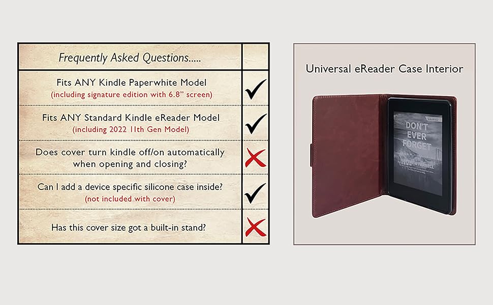 universal ereader case for kindle, paperwhite, kobo, sony, storytel, boox.