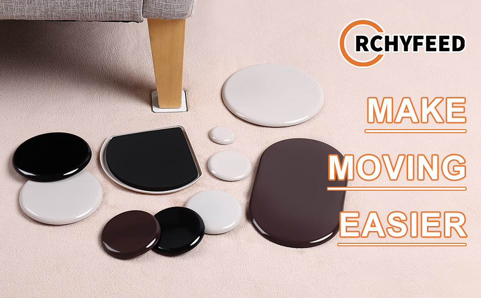 RCHYFEED Furniture Slider for Carpet 5 inch, 8 Pcs Reusable Furniture