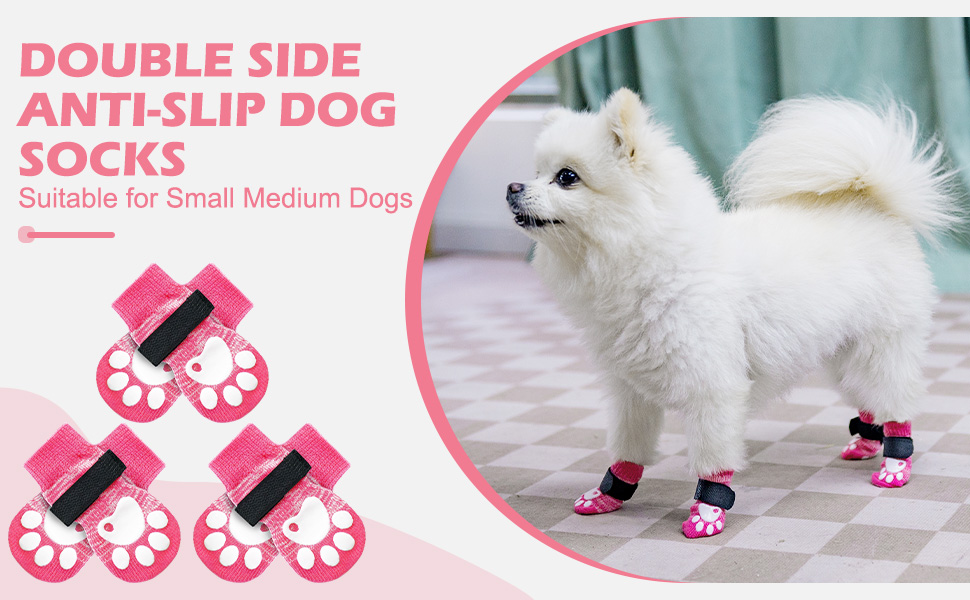 EXPAWLORER Anti Slip Small Dog Socks 6 Pieces Cute Puppy