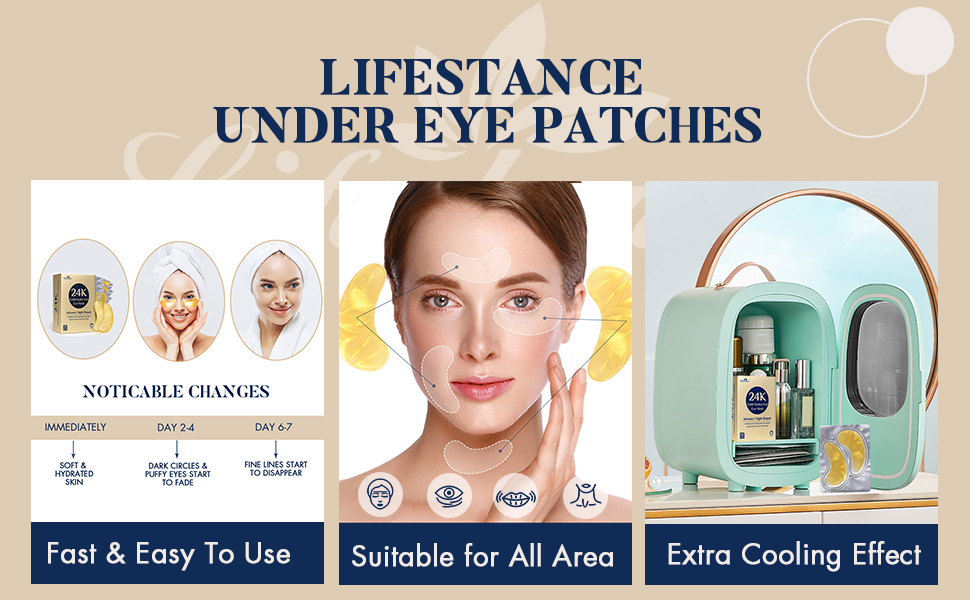 Lifestance Under Eye Patches (20 Pairs), 24K Gold Eye Mask