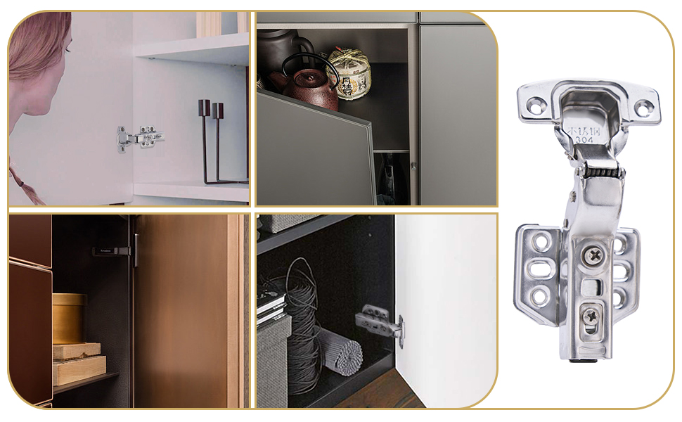 butihin 4 Pieces Full Overlay Frameless Soft Close Hinges 110