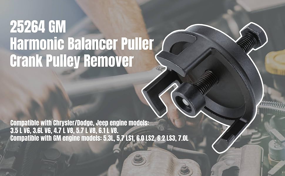 Harmonic Balancer Puller, 25264 GM Crank Pulley Puller Remover Without