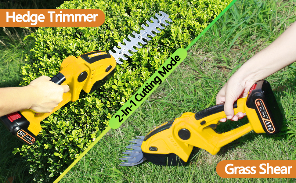 Hedge Trimmer Cordless 2 in 1 Handheld Grass Shears Mini