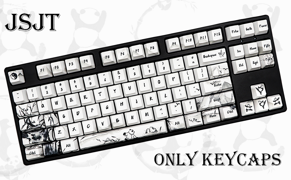 JSJT Ink Panda Keycaps 68 Key Set OEM Profile Dye