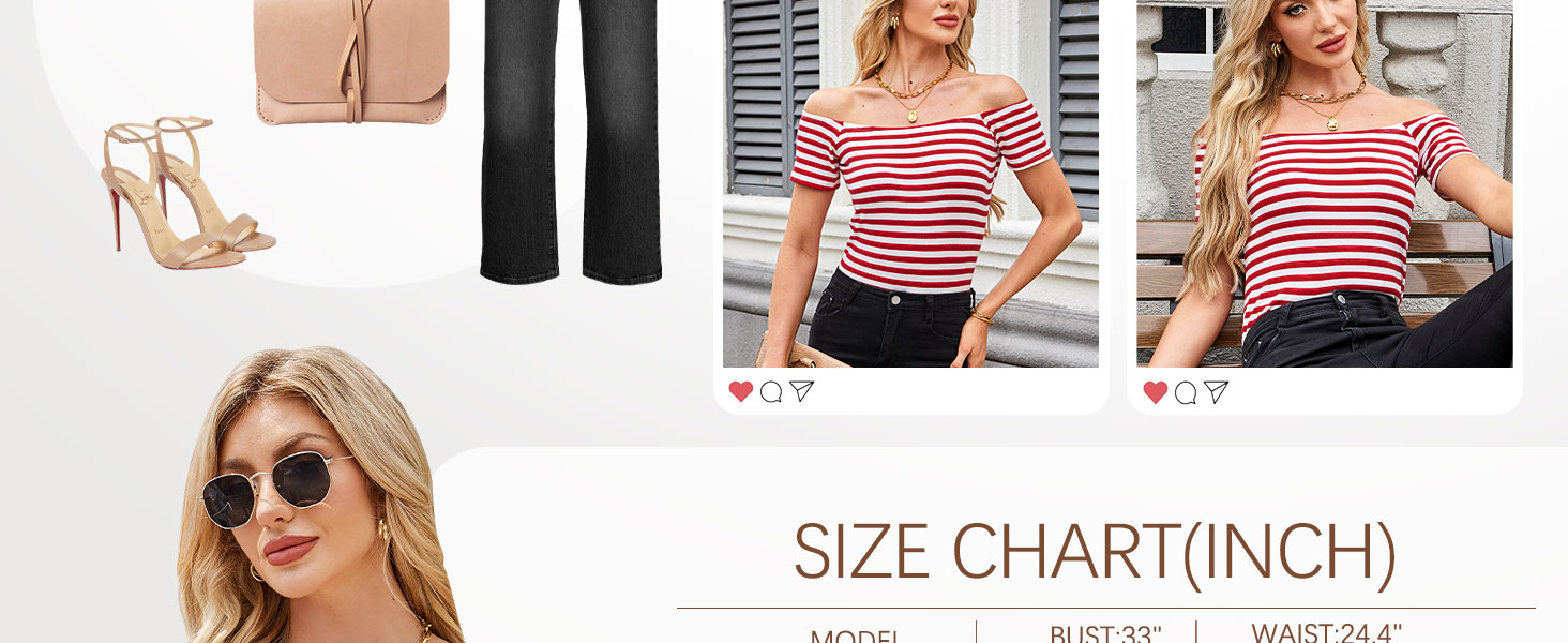 women's off shoulder striped top