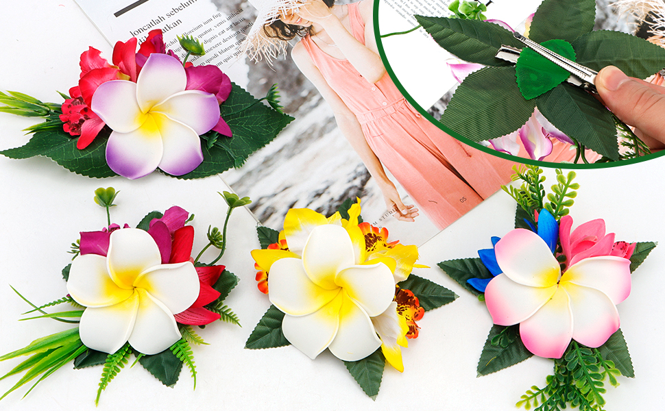 hawaiian flower hair clips