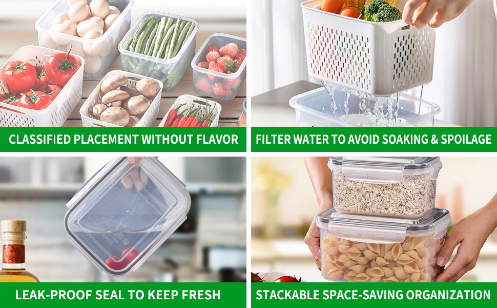 Pack of 3 Fruit Fresh Produce Protector, Grape Container for Fridge, Fruit Saver