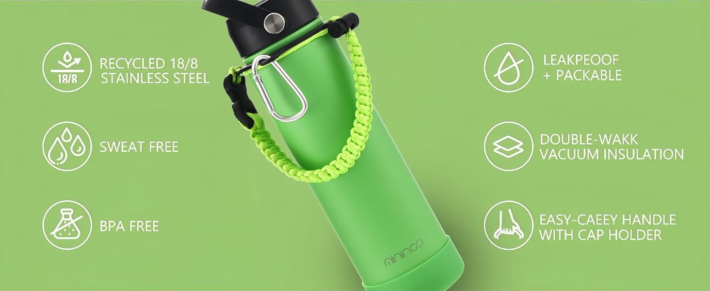 24oz water bottle with paracord handle