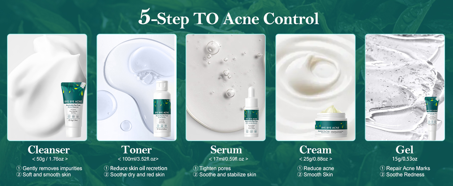 Teen Skin Care Kit 5-Step Acne Treatment for Face Skin Care Sets & Kits