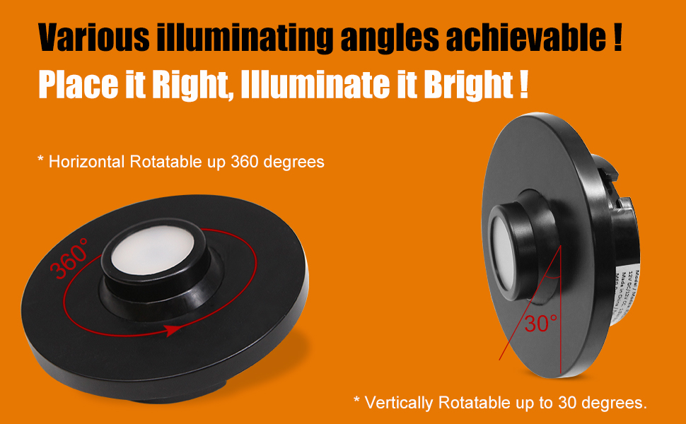 Facon Rotatable RV Puck Light, 3Inch Recessed Mount Down