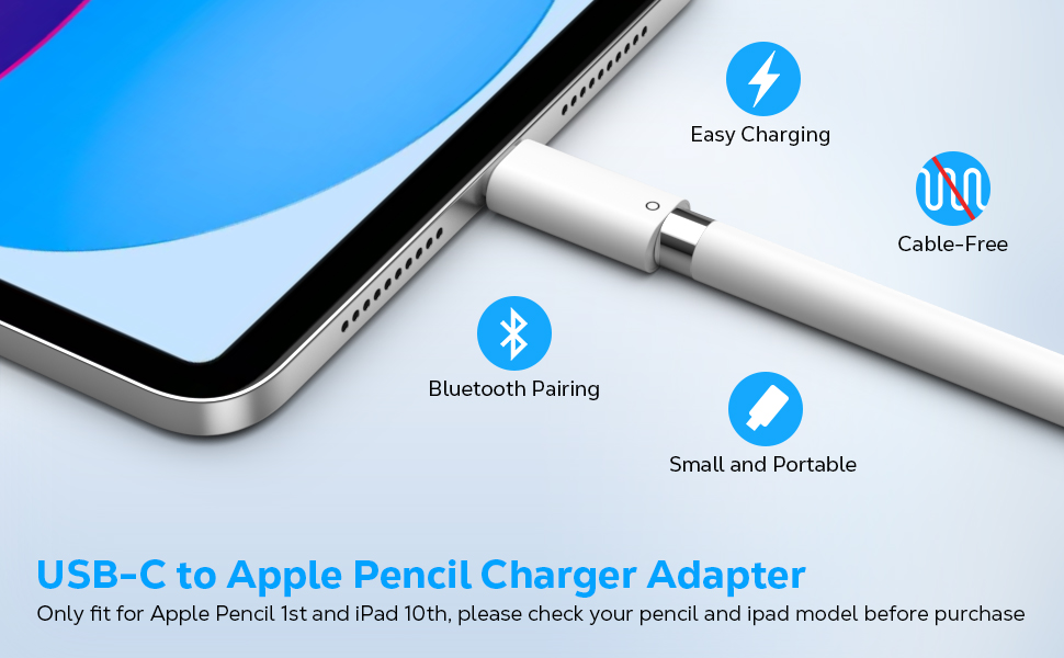 MoKo USB C to Pencil Charging Adapter Compatible with Apple Pencil